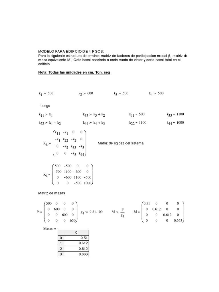 Mathcad - Superposicion Modal 4GL Ayudantia | PDF | Álgebra | Álgebra ...