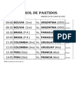 Rol de Partidos Sabdo 18