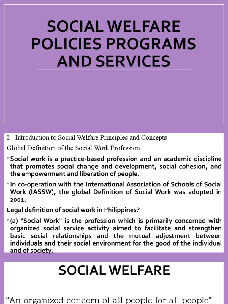 Social Welfare Policies Programs And Services In The Philippines Ppt