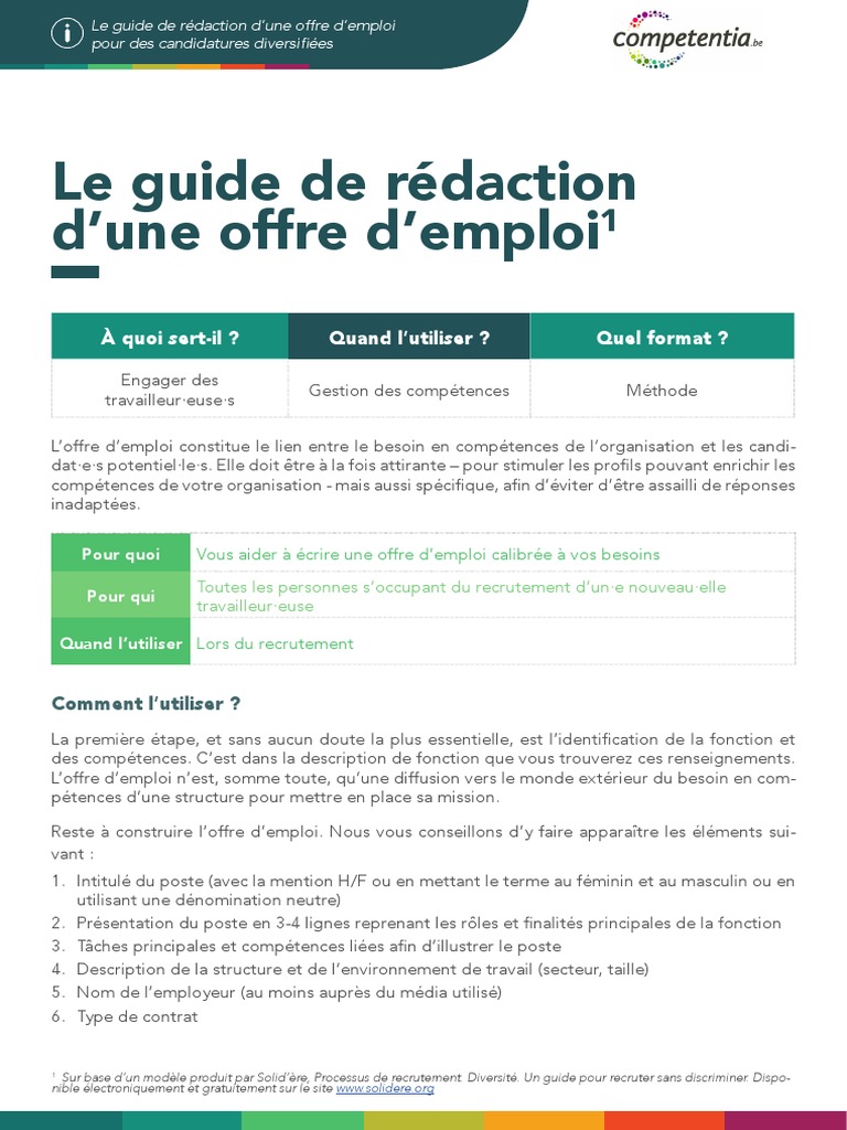 Guide Redaction Offre Emploi PDF