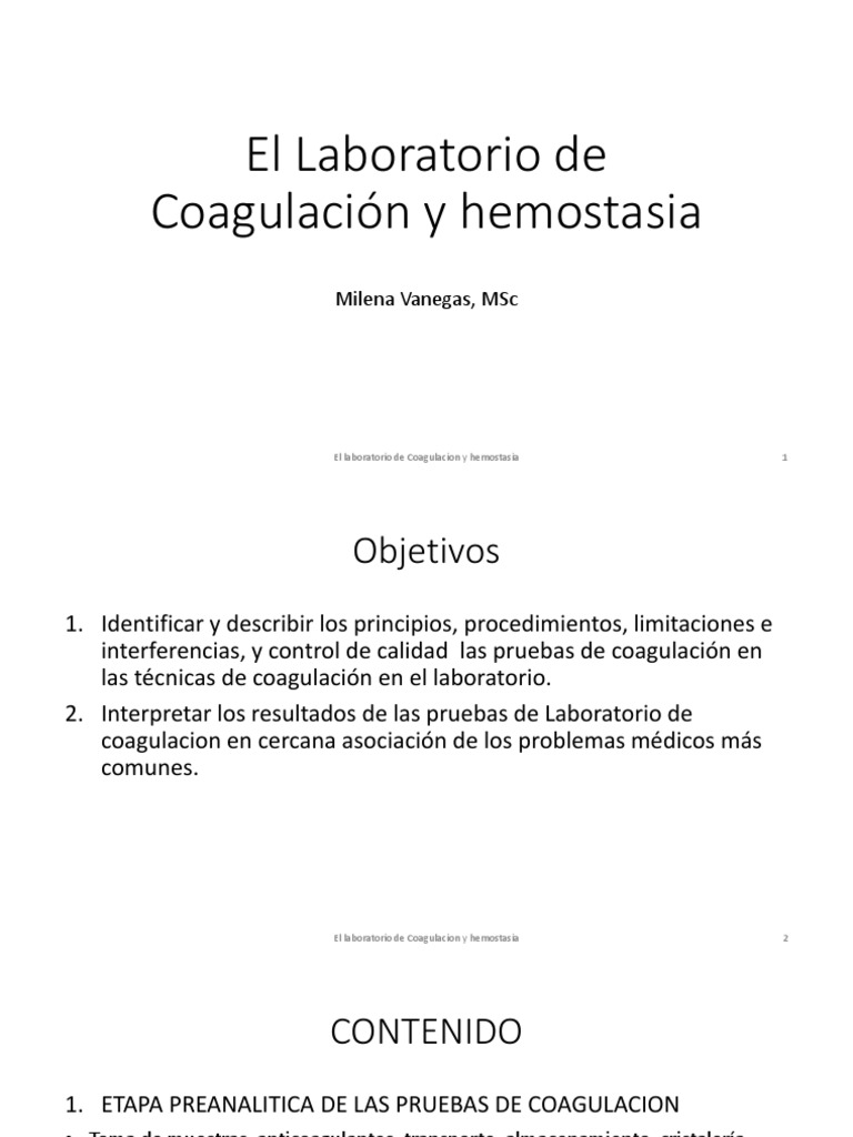 Pruebas de Coagulación en Laboratorio | PDF