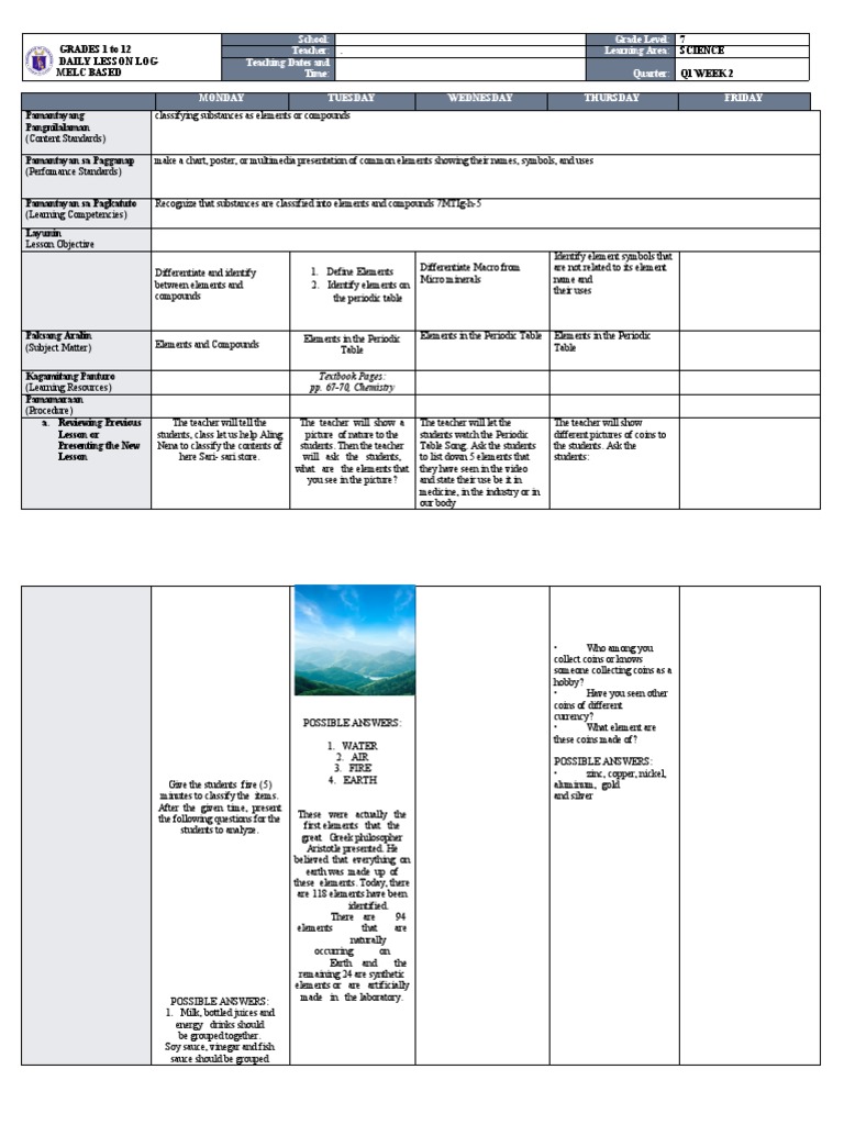 Melc DLL Sci 7 Week 2 Q1 | PDF