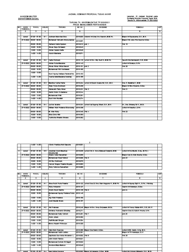 Jadwal Manhan | PDF