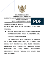 03 Oktober 2022, Pidato Gubernur Sumut Pada Apel Pagi Di Lingkungan Pemerintah Provinsi Sumatera Utara