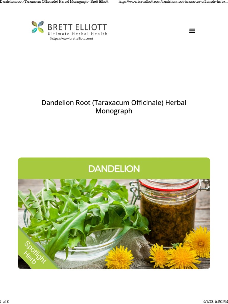 Dandelion Root: Benefits and Uses | PDF | Dietary Supplements ...