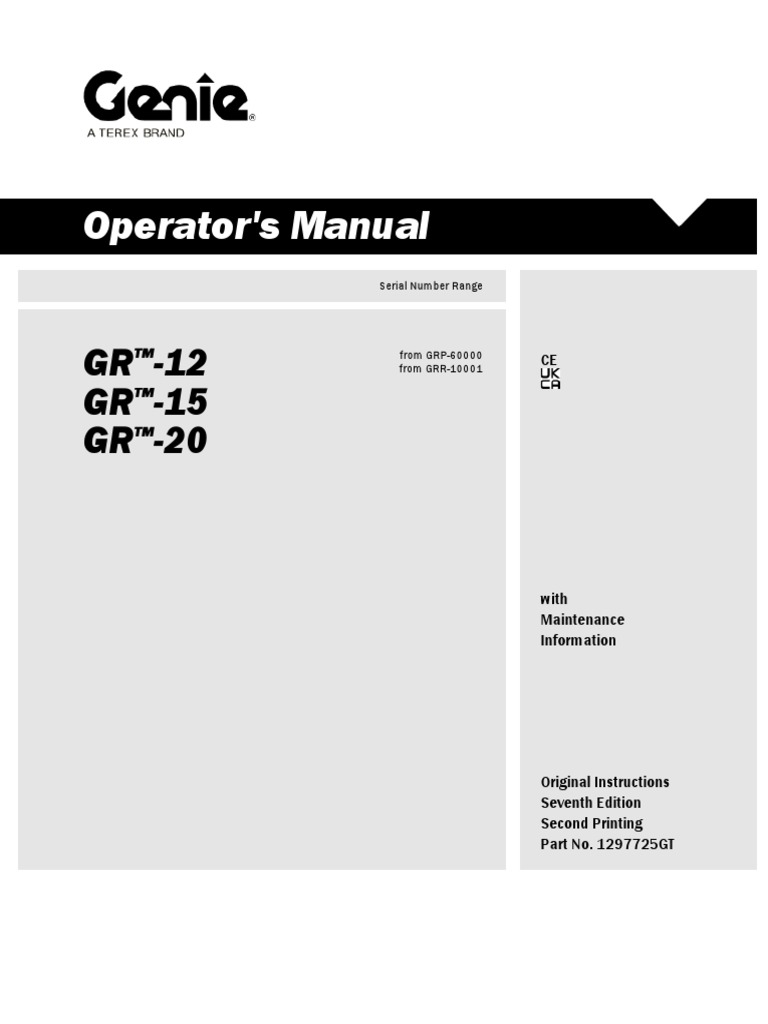 Operator Manual Genie GR Series | PDF | Technology & Engineering