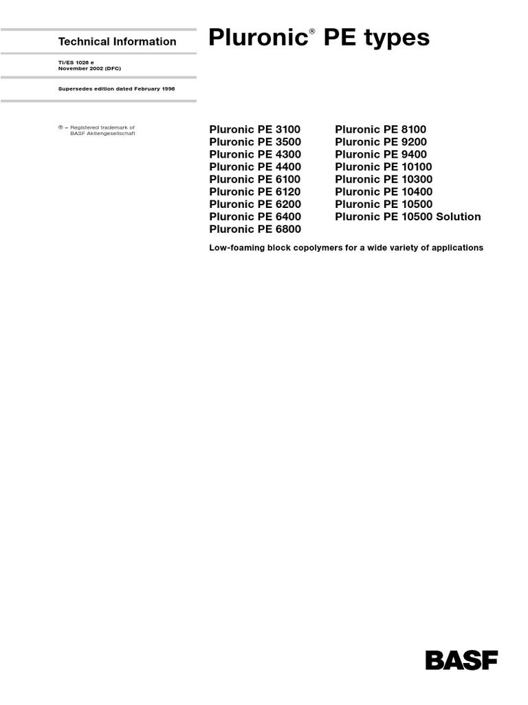 Pluronic Rpe 3110 – Pluronic Rpe Types – YFZES