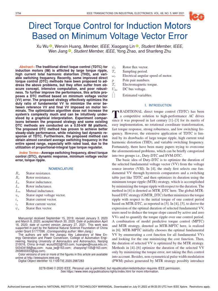 Optimized DTC for Induction Motors | PDF | Electric Motor | Electronics