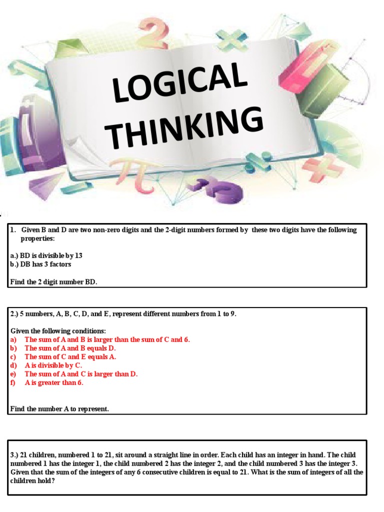 HKIMO Logical Thinking Sample Questions | PDF