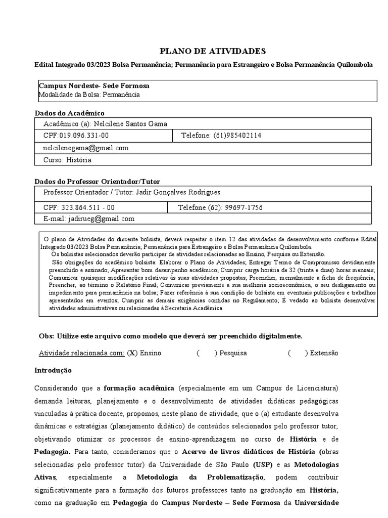 Plano de Atividades 2023 Final Word Corrigido 1 | PDF