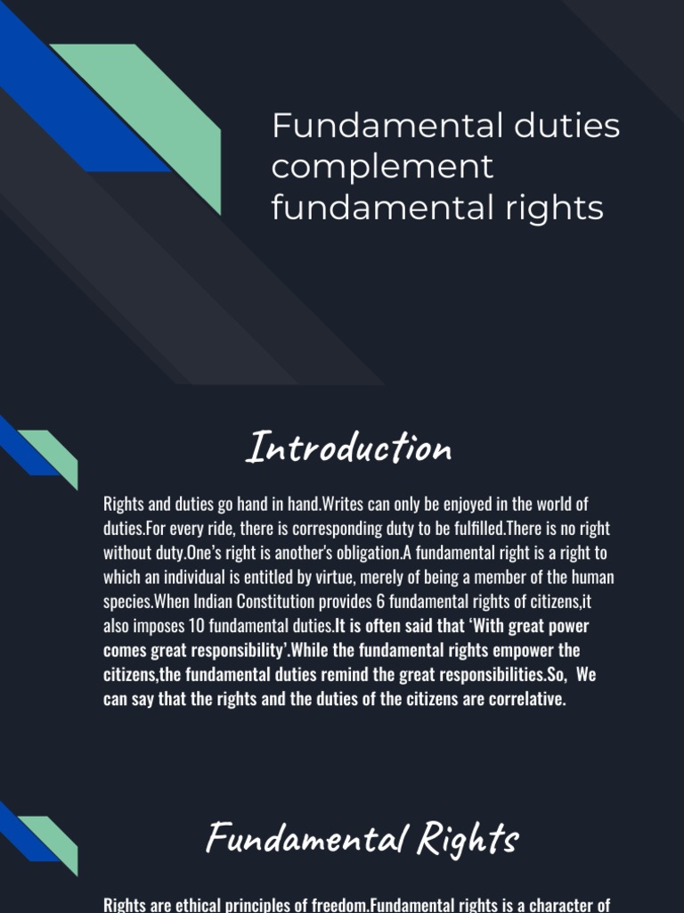 Fundamental duties complement fundamental rights | PDF