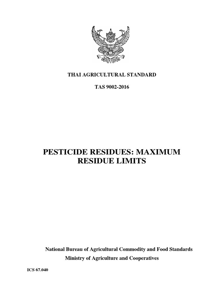 Thai MRL Standards for Pesticides | PDF | Technology & Engineering