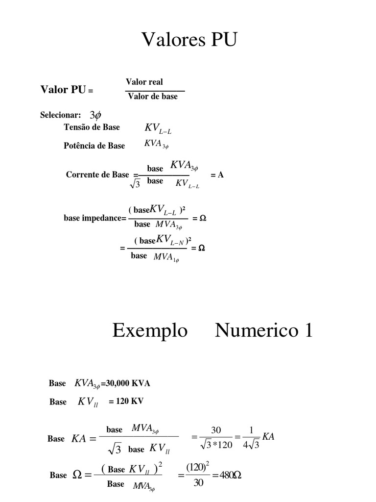 Cálculo de Valores PU em Sistemas Elétricos | PDF | Engenharia de ...