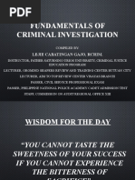 CDI 1 Fundamentals of Criminal Invest.