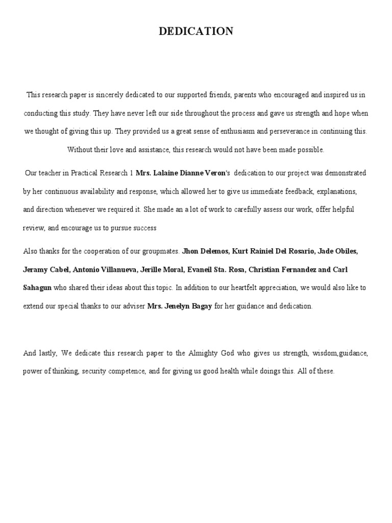 Dedication of Research Paper | PDF
