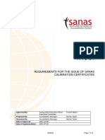 Requirements For The Issue of Sanas Calibration Certificates