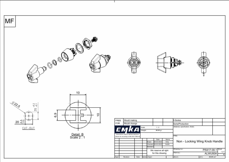 Non-Locking Wing Knob Handle Drawing | PDF