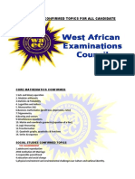Wassce 2023 Confirmed Topics For All Subjects
