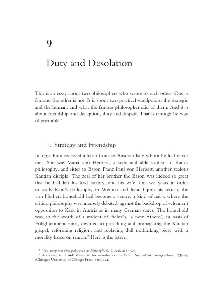 Duty and Desolation in Kant's Letters | PDF | Immanuel Kant | Reason