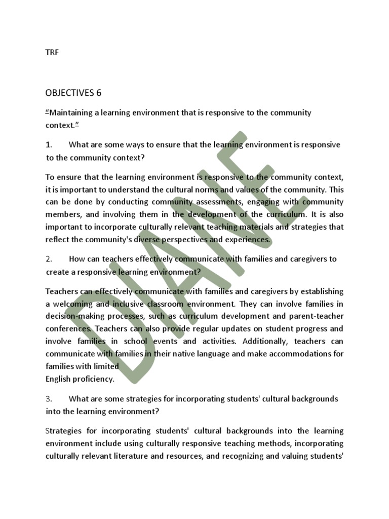 TRF Additional Possible Questions | PDF | Teachers | Community