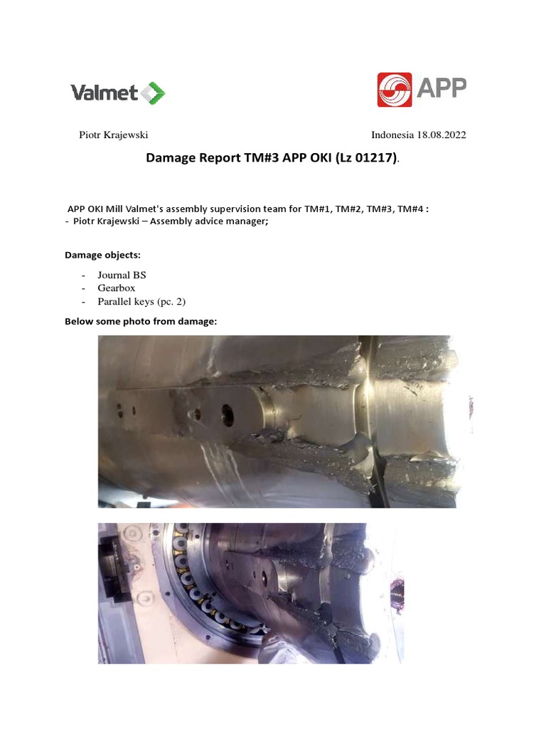 Damage Report (PMP Gearbox Joural Shaft) PDF Bearing (Mechanical