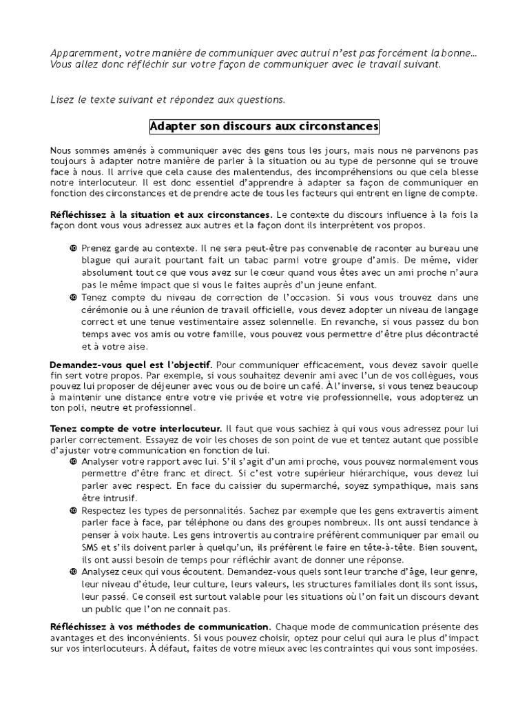 Adapter son discours à l'interlocuteur | PDF | la communication ...