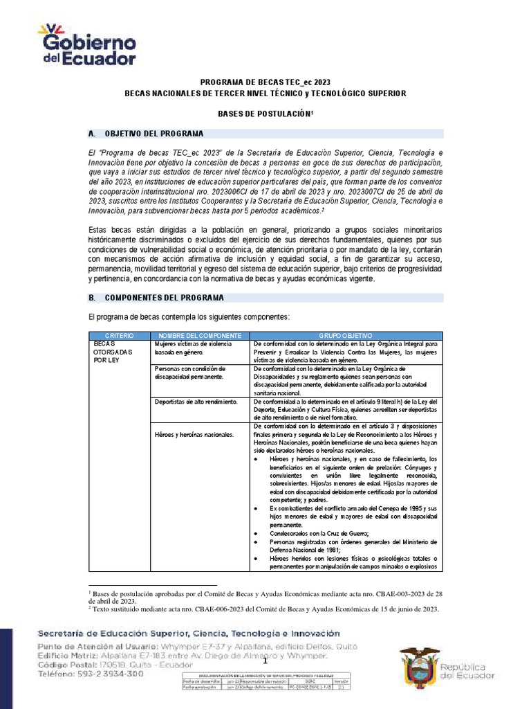Becas TEC 1 | PDF