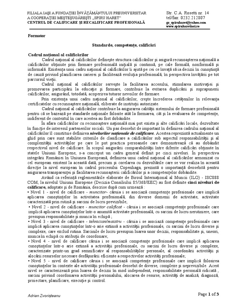 04 Standarde Competente Calificari | PDF