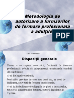 Metodologia de Autorizare A Furnizorilor de Formare Profesionala