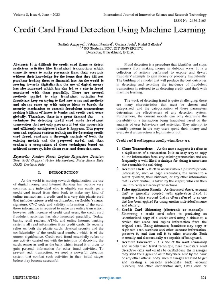 Credit Card Fraud Detection Using Machine Learning | Download Free PDF ...