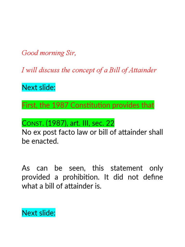 Script Bill of Attainder PDF Justice Crime & Violence