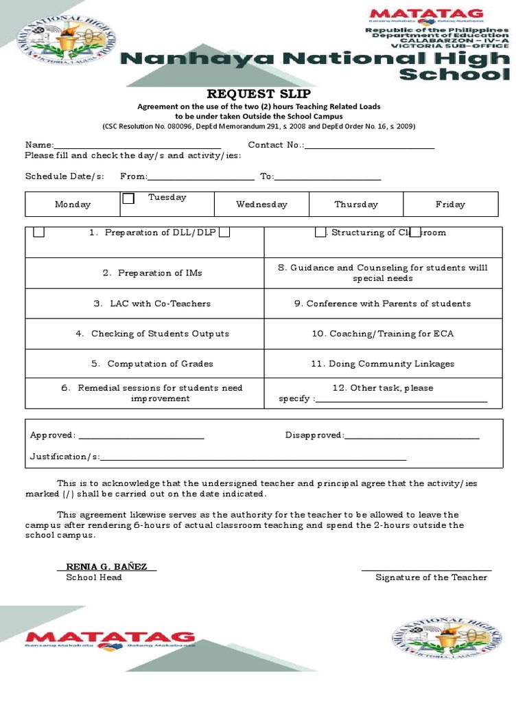DepEd Activity Request Slip Form | PDF | Business | Finance & Money ...