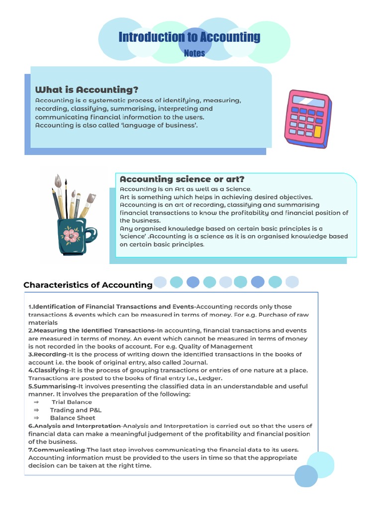 Introduction to Accounting Notes PDF