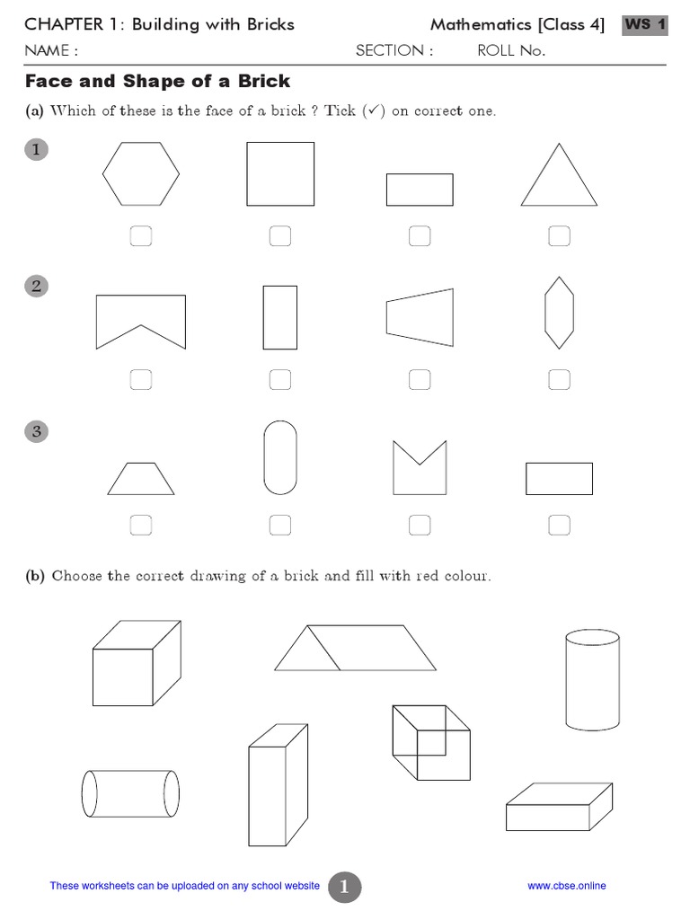 Class 4 Building with Bricks Worksheets | PDF | Brick