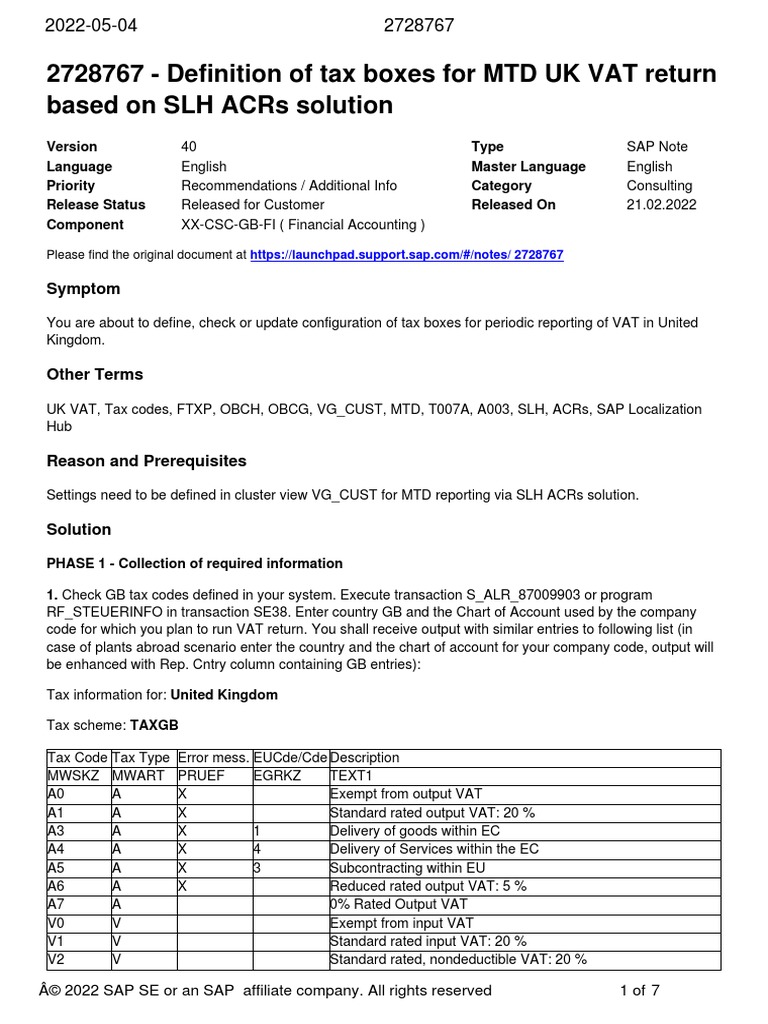 Definition of Tax Boxes For MTD UK VAT Download Free PDF Value