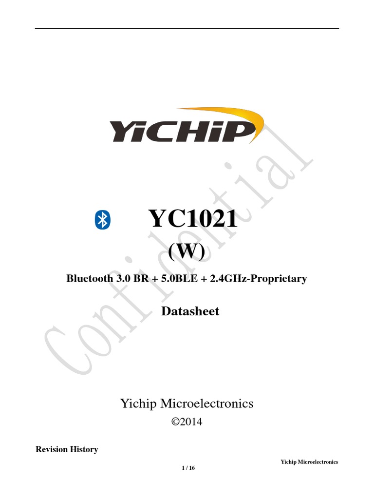Yichip-Yc1021-W C2916803 | PDF | Bluetooth | System On A Chip