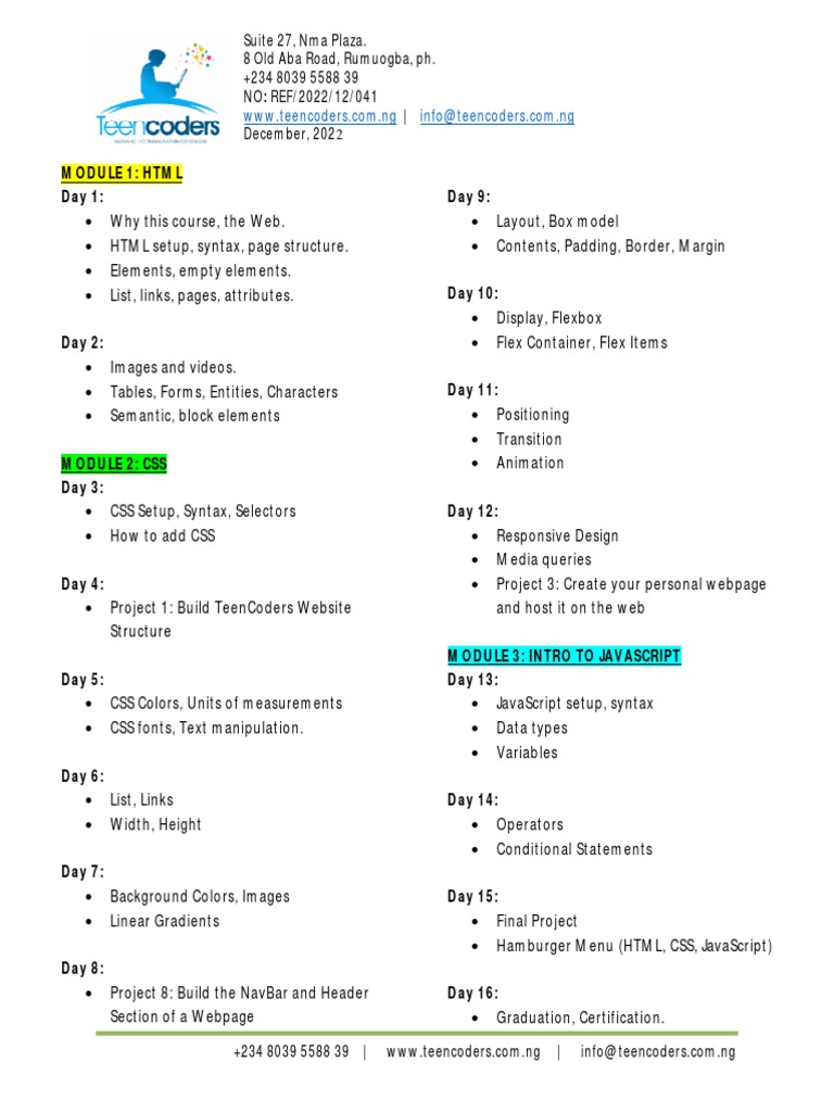 SkillAhead Scheme of Work | Descargar gratis PDF | Java Script | Html