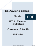 Class VI To X - PT 1 Exam Syllabus 2023-24