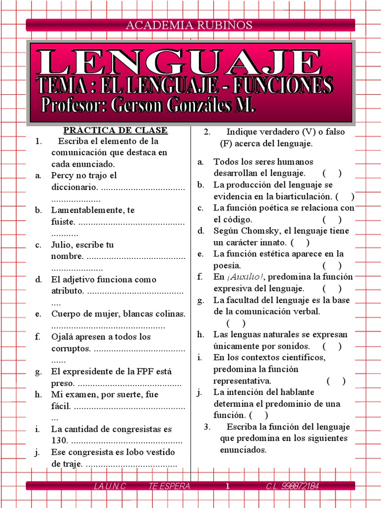 Funciones del Lenguaje en Ejercicios Académicos | PDF | Ciencia ...