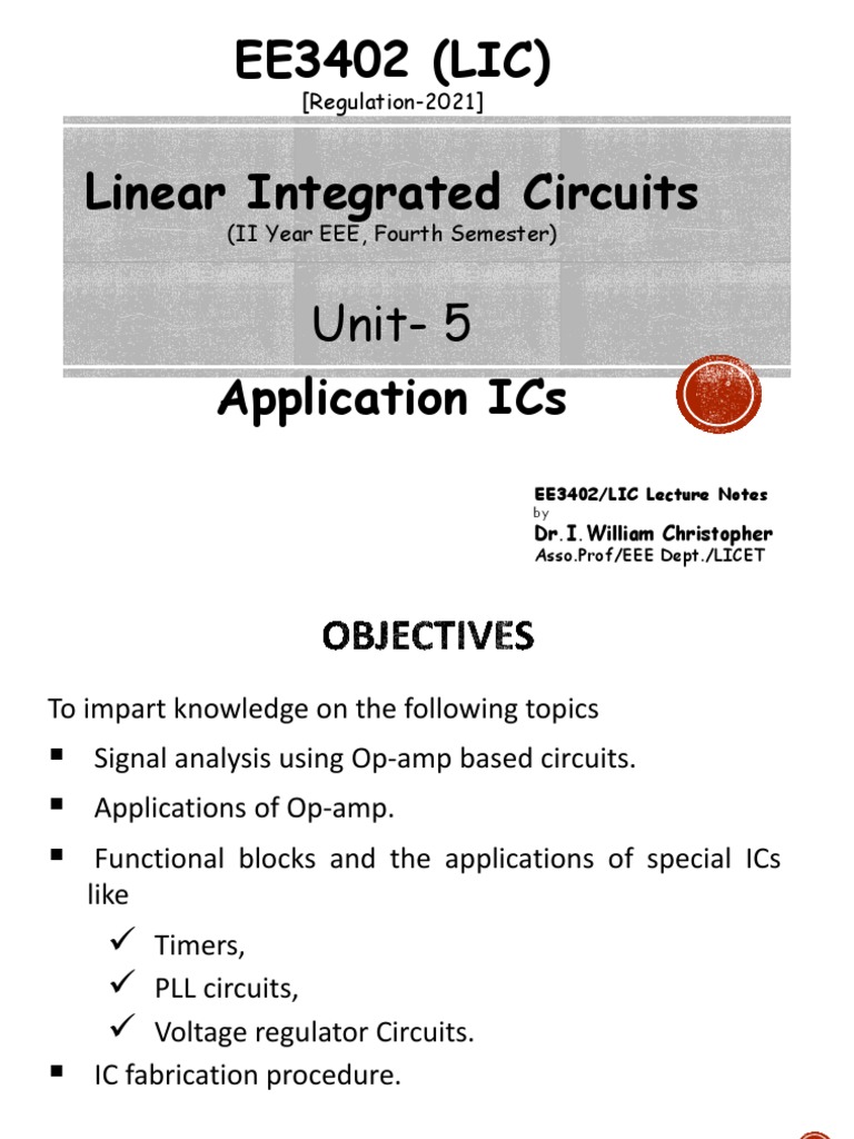 EE3402 Linear Integrated Circuits Notes | PDF | Power Supply | Amplifier
