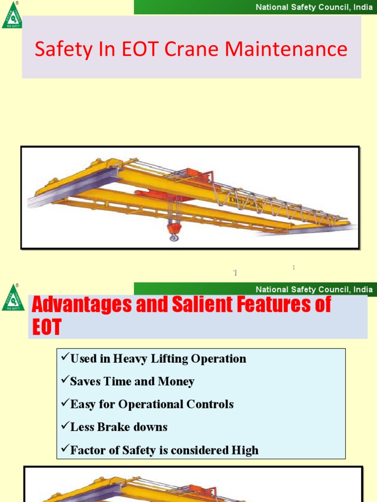 Safety in Maintenance of EOT Cranes PDF Crane (Machine) Rope