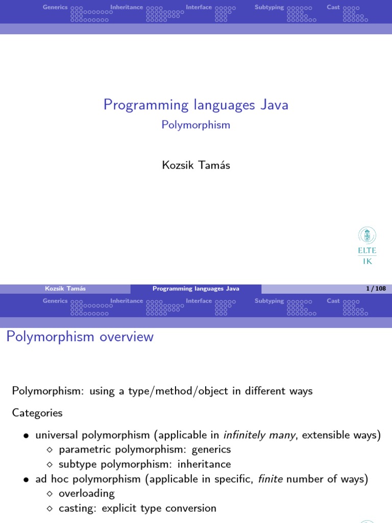 Basicjava04 Polymorphism Slides | PDF | Inheritance (Object Oriented ...