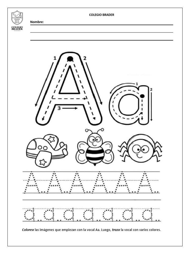 Trabajo de la voca A- Prekinder | PDF