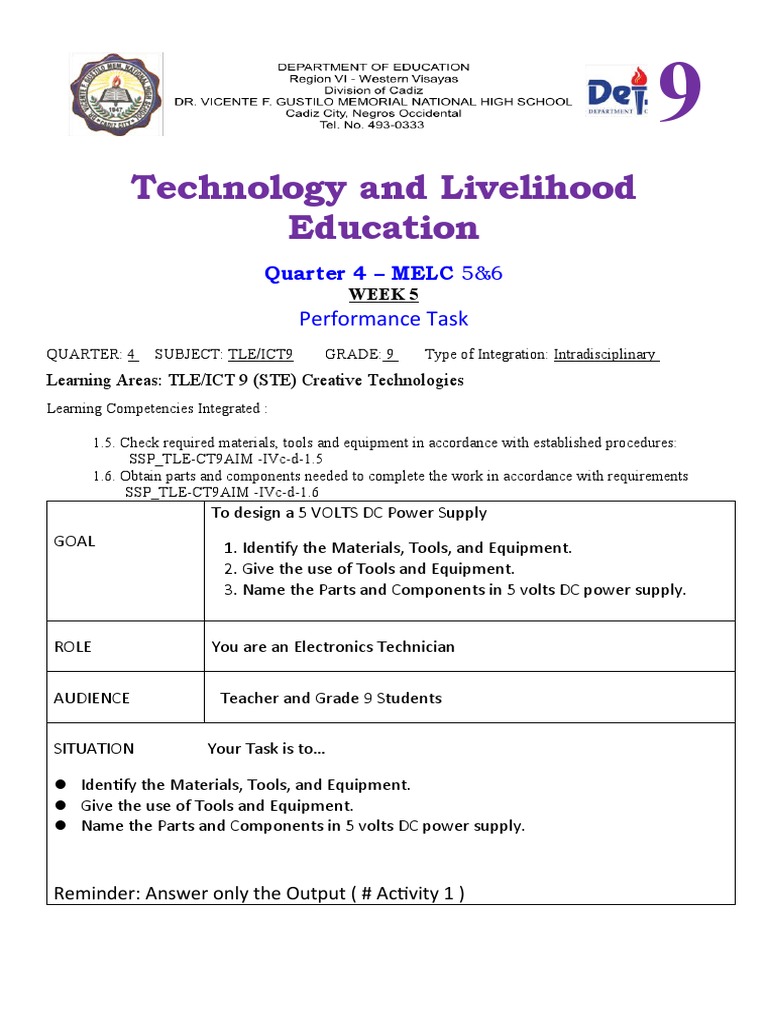 P Task GRASPS Q4 FNL Week 5 PDF Power Supply Electronic Component