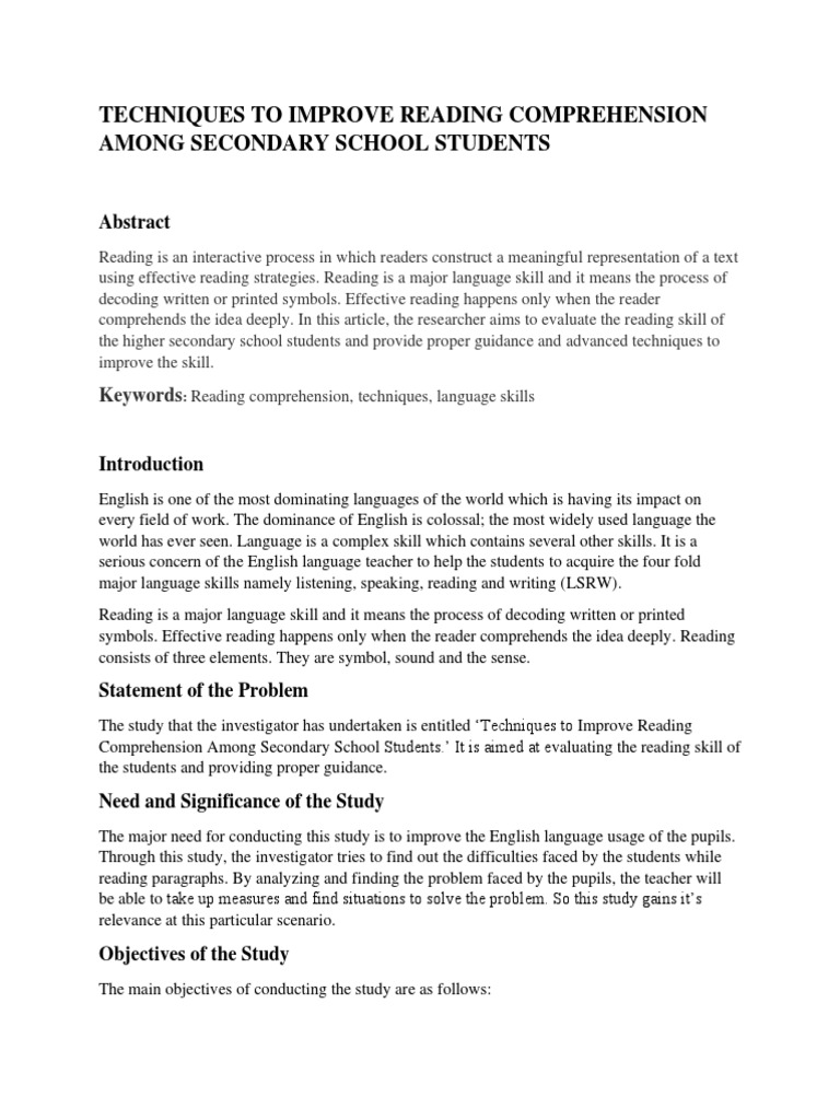 techniques-to-improve-reading-comprehension-among-secondary-school
