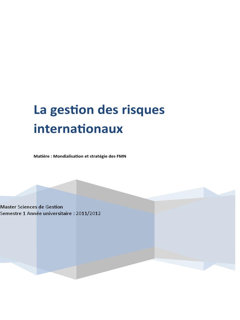 Gestion des Risques Internationaux | PDF | Taux de change | Risque