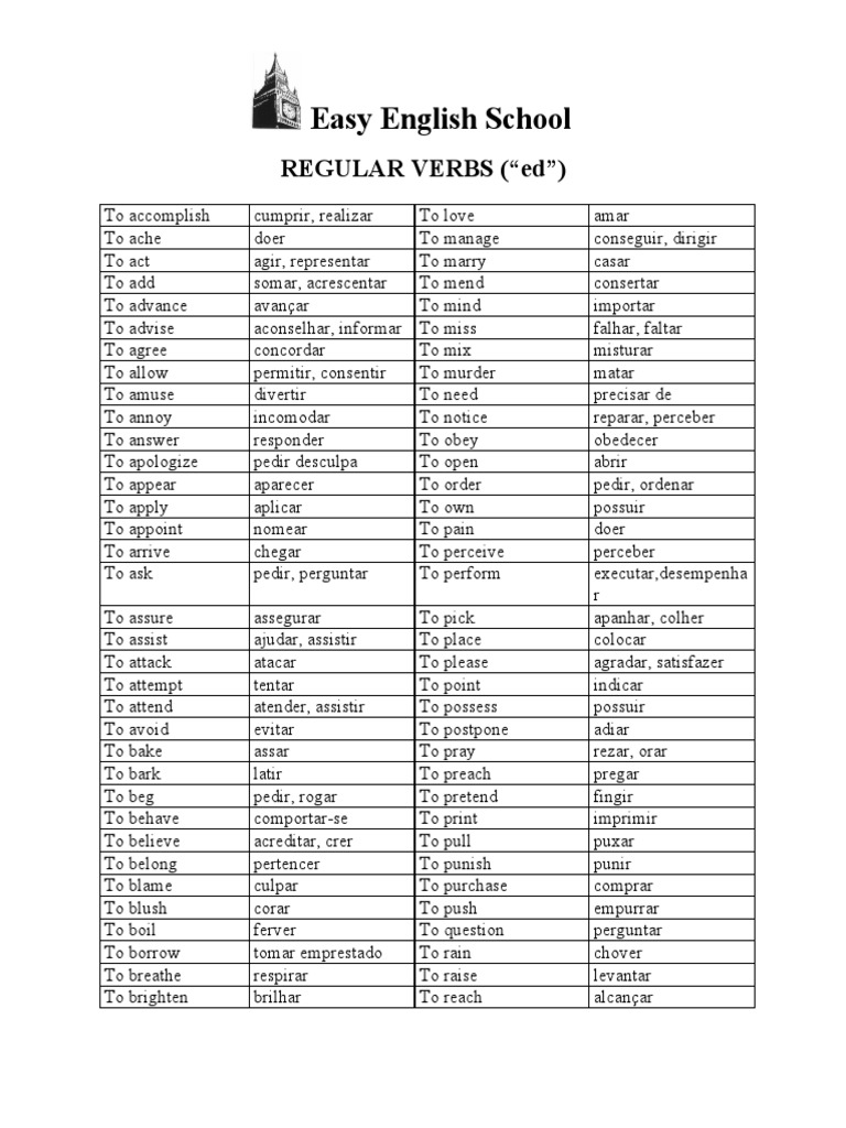 Regular Verbs | PDF | Language Mechanics | Grammar