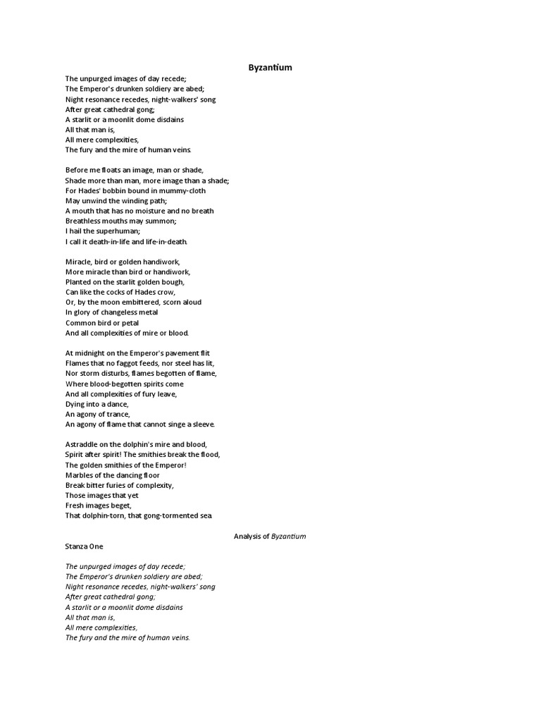 Byzantium | PDF | W. B. Yeats | Soul