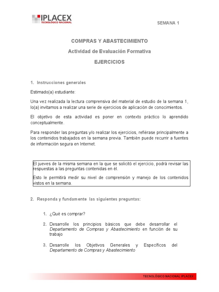 Ejercicios de Compras y Abastecimiento | PDF