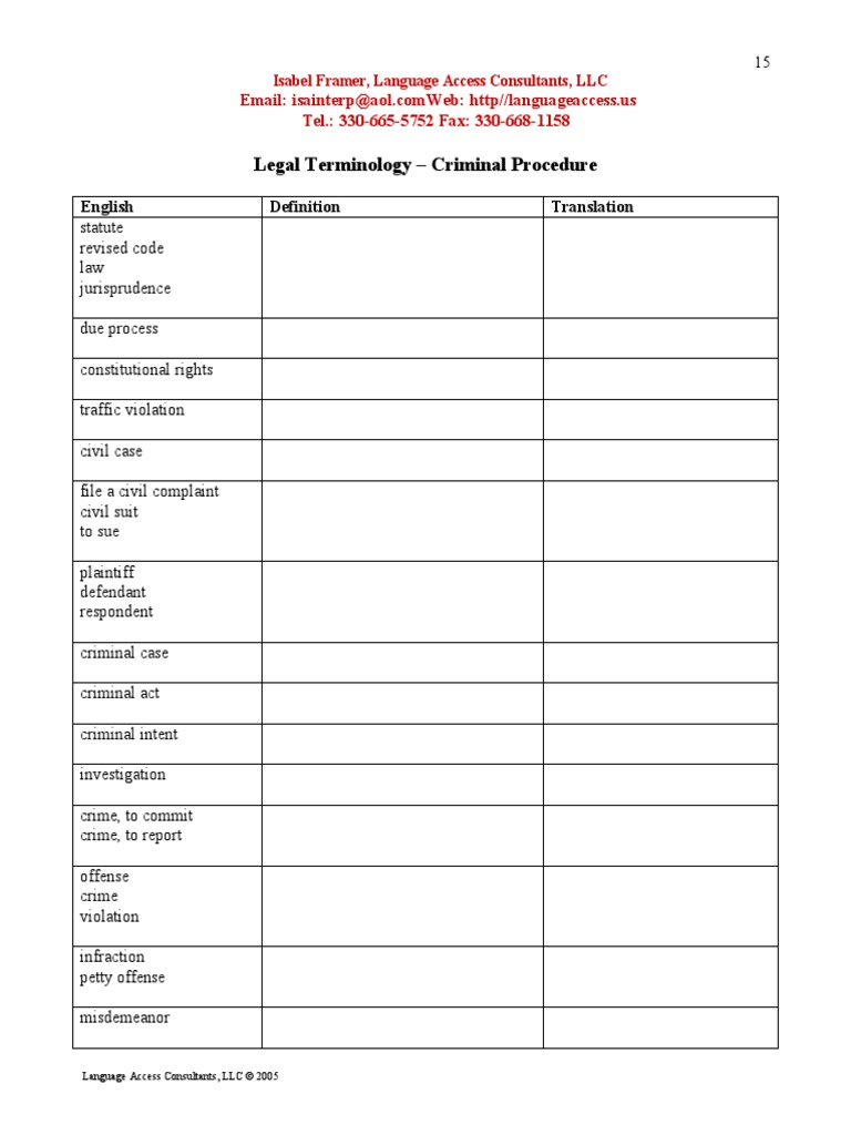 Basic Legal Terminology | PDF | Plea | Witness